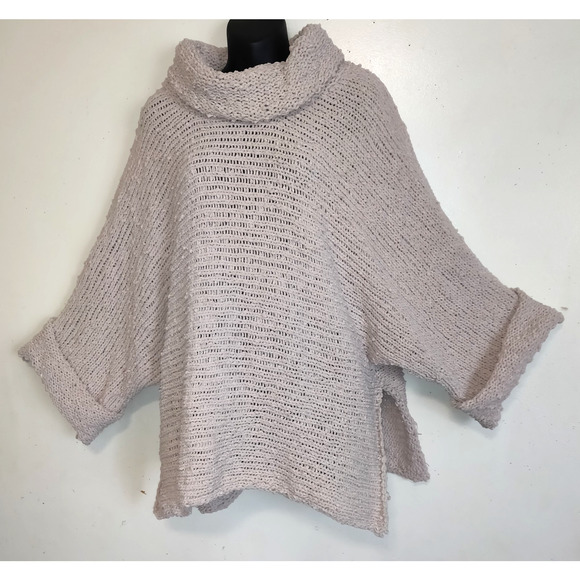 POL Chenille Turtleneck Chunky Sweater Womens S Beige 3/4 Cuffed Sleeves - Picture 1 of 16